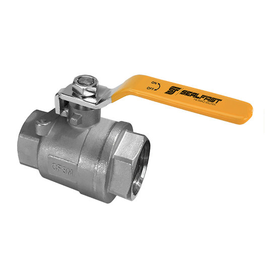 Seal Fast SFV 050-2 1/2 in Size 316 Stainless Steel Full Bore 2 Piece 2000 WOG/CWP PTFE Seat Locking Handle Ball Valve