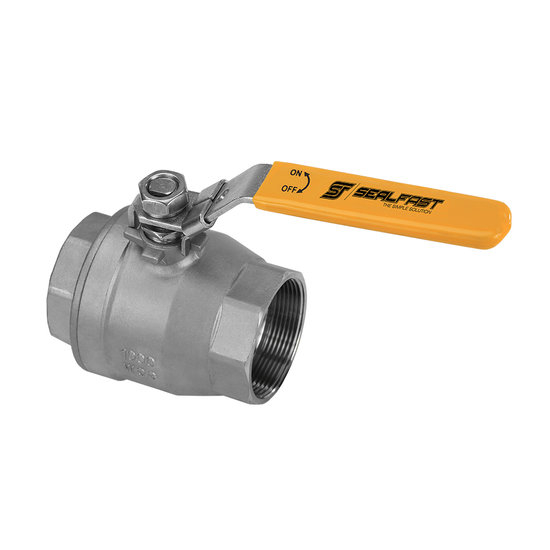 Seal Fast SFV 100 1 in Size 316 Stainless Steel Full Bore 2 Piece 1000 WOG/CWP PTFE Seat Locking Handle Ball Valve