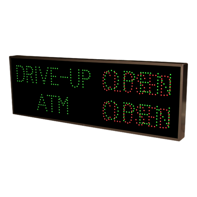 Signal-Tech 17908 TCL1442GGGRGR-B808/120-277VAC "DRIVE-UP | ATM | OPEN | CLOSED | OPEN | CLOSED" Outdoor Blank-out LED Direct-view Sign