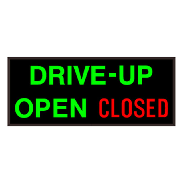 Signal-Tech 26607 PHX1434GGR-503/120-277VAC "DRIVE-UP | OPEN | CLOSED" Outdoor Blank-out LED Backlit Sign
