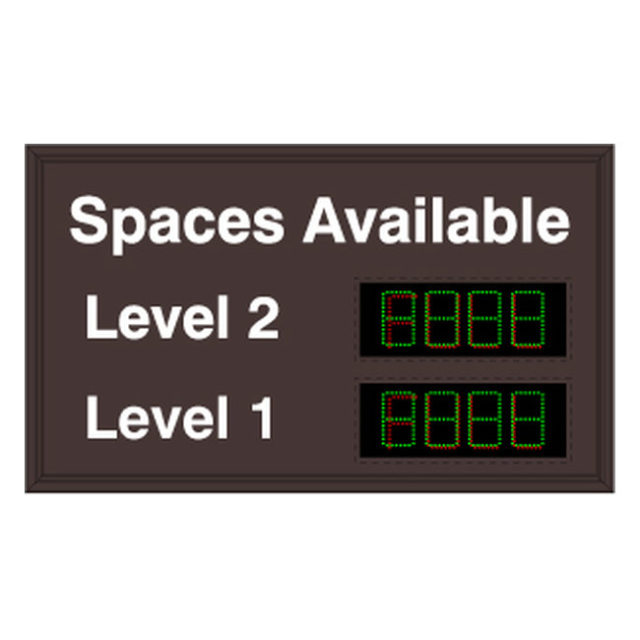 Signal-Tech 29444 SA2949GR-02/120-277VAC "Spaces Available Level 1-2 | 4-Digit Seven Segment w/ FULL" Space Available Sign