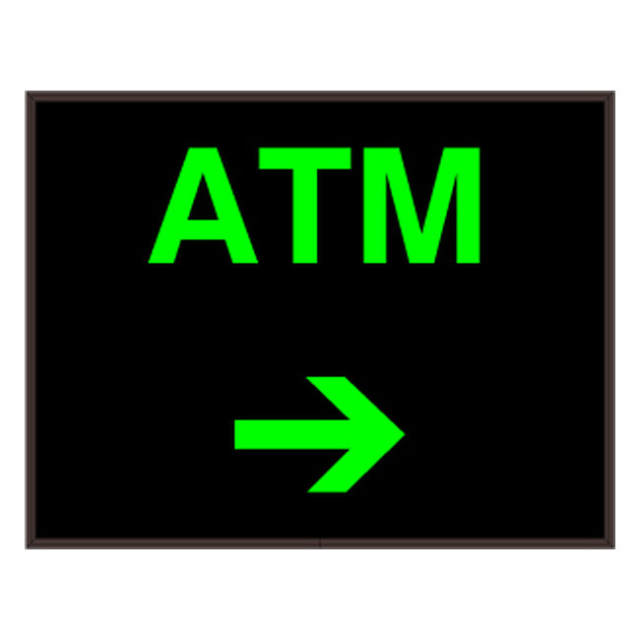 Signal-Tech 34503 PHX1418G-H978/120-277VAC "ATM w/Right Arrow" Outdoor Blank-out LED Backlit Sign