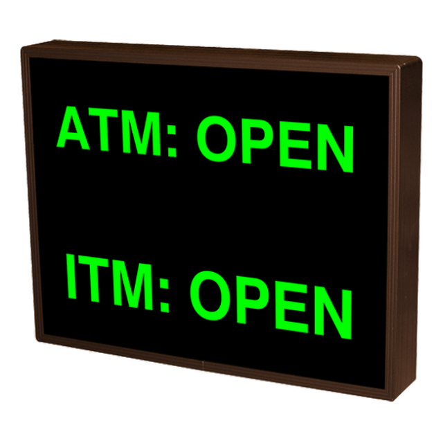 Signal-Tech 35634 PHX1418GG-I947/120-277VAC "ATM: OPEN | ITM: OPEN" Outdoor Blank-out LED Backlit Sign