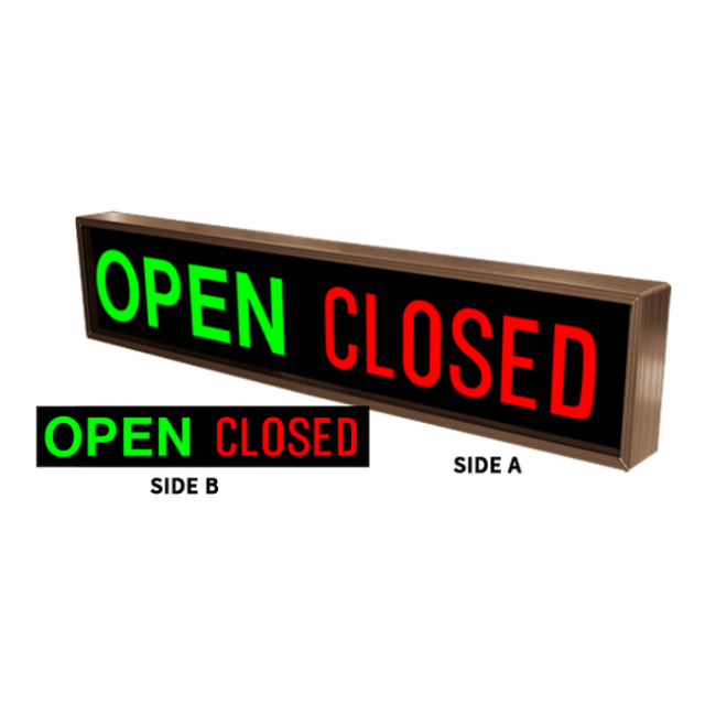 Signal-Tech 37890 PHX734DGRGR-100/120-277VAC "OPEN | CLOSED | OPEN | CLOSED" Outdoor Blank-out LED Backlit Sign