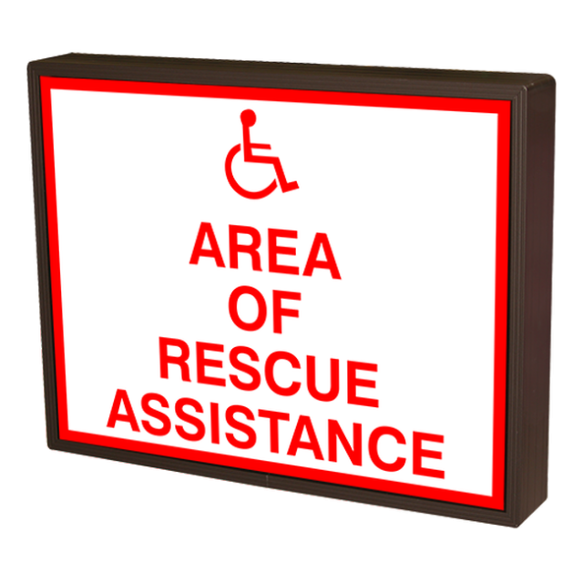 Signal-Tech 38732 SBLF1418W-A174R/120-277VAC "AREA OF RESCUE ASSISTANCE w/Handicap Symbol" Indoor LED Backlit Sign
