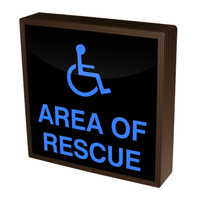 Signal-Tech 38757 SBL1212B-915/120-277VAC "AREA OF RESCUE w/Handicap Symbol" Indoor Blank-out LED Backlit Sign