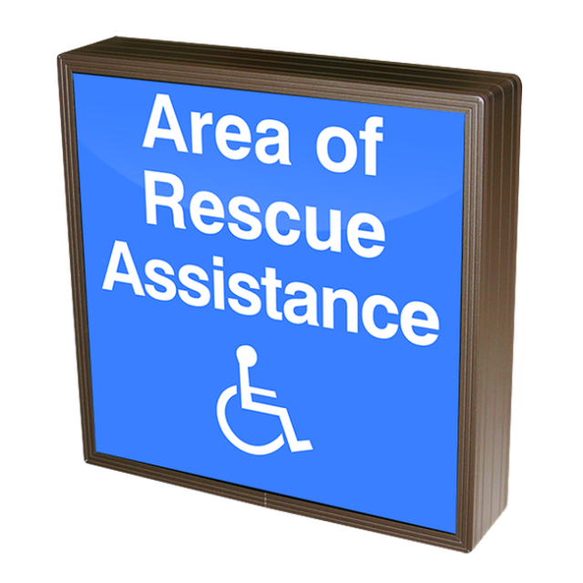 Signal-Tech 38877 SBLF1212W-A174B/120-277VAC "Area of Rescue Assistance w/Handicap Symbol" Indoor LED Backlit Sign