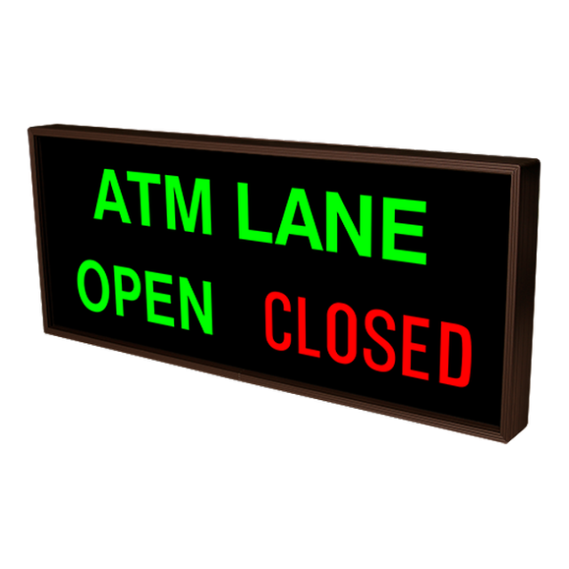 Signal-Tech 38983 PHX1434GGR-240/120-277VAC "ATM LANE | OPEN | CLOSED" Outdoor Blank-out LED Backlit Sign