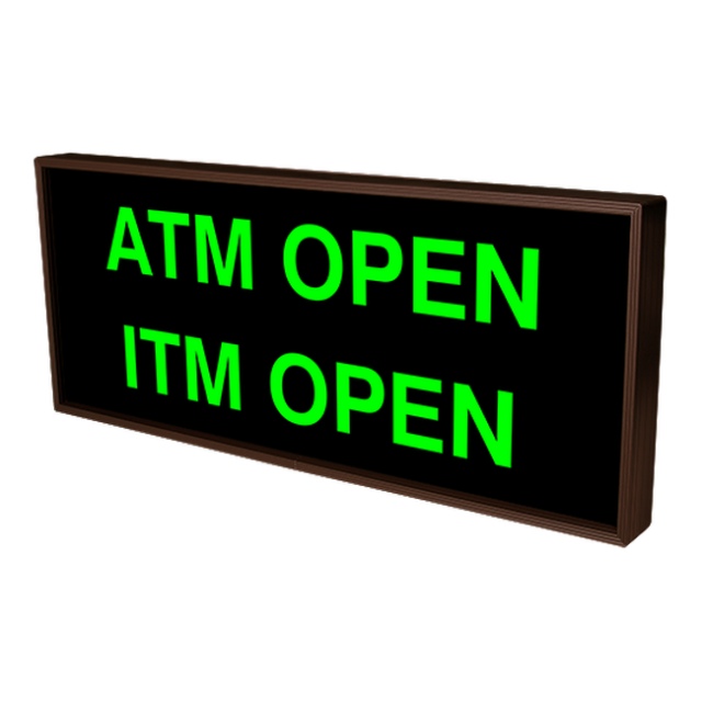 Signal-Tech 38984 PHX1434GG-J976/120-277VAC "ATM OPEN | ITM OPEN" Outdoor Blank-out LED Backlit Sign