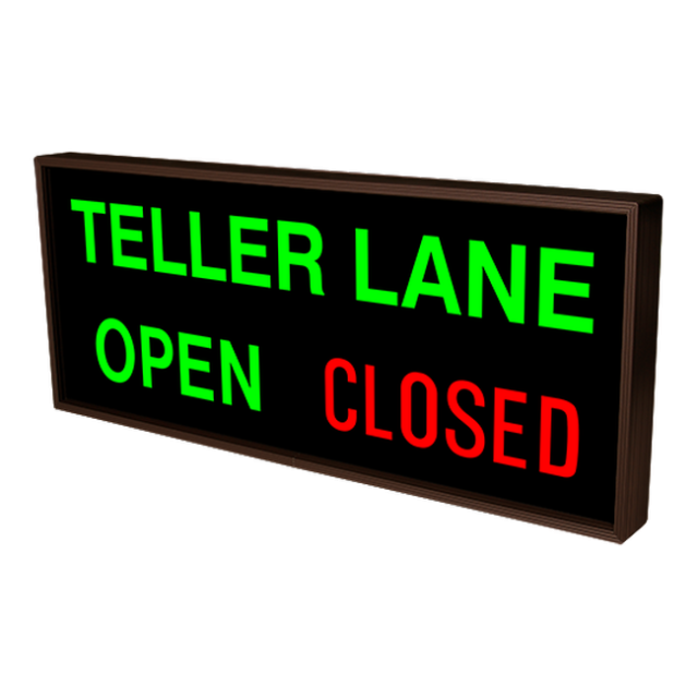 Signal-Tech 38985 PHX1434GGR-B715/120-277VAC "TELLER LANE | OPEN | CLOSED" Outdoor Blank-out LED Backlit Sign