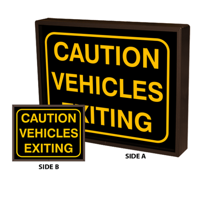 Signal-Tech 39390 PHX1418DAA-171/120-277VAC "CAUTION VEHICLES EXITING w/Border | CAUTION VEHICLES EXITING w/Border" Outdoor Blank-out LED Backlit Sign