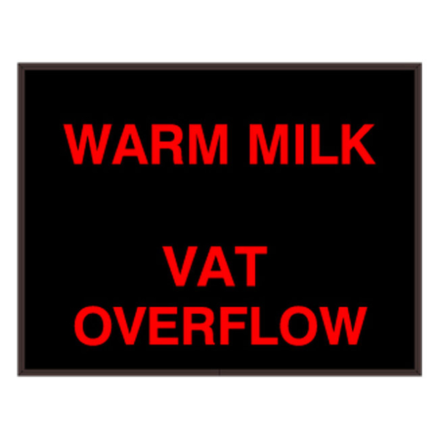 Signal-Tech 39625 PHX1418RR-J171/120-277VAC "WARM MILK | VAT OVERFLOW" Outdoor Blank-out LED Backlit Sign