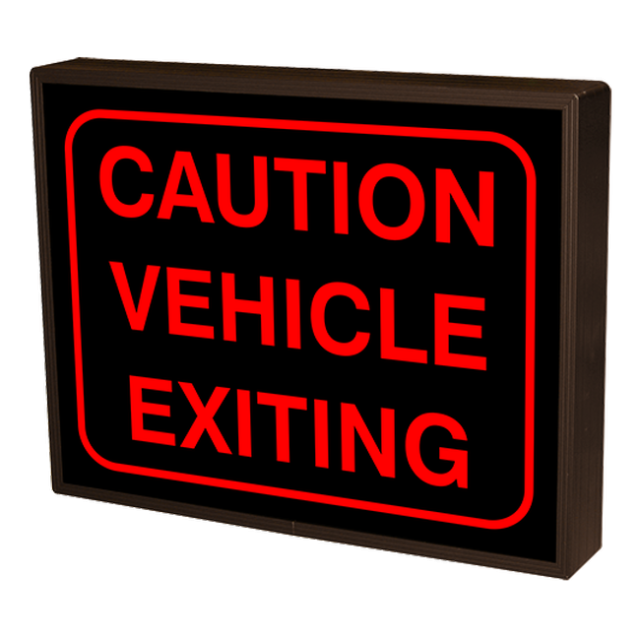 Signal-Tech 40953 PHX1418R-A172/120-277VAC "CAUTION VEHICLE EXITING w/Border" Outdoor Blank-out LED Backlit Sign