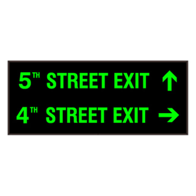 Signal-Tech 41602 PHX1434GG-K831/120-277VAC "5TH STREET EXIT w/Up Arrow | 4TH STREET EXIT w/Right Arrow" Outdoor Blank-out LED Backlit Sign