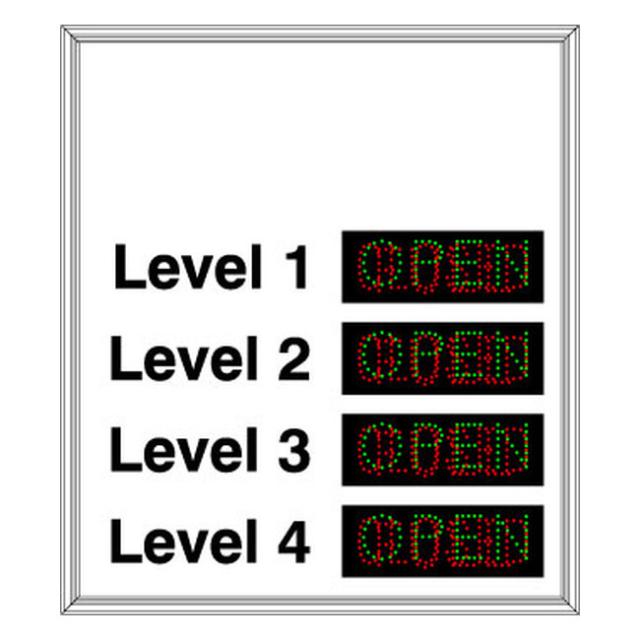 Signal-Tech 41901 LPS5044GR-OCF-K938/12-24V "Level 1-4 | OPEN | CLOSED | FULL (12-24V)" LED Panel Sign