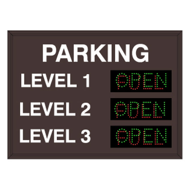 Signal-Tech 42480 LPS3649GR-L118/120-277VAC "PARKING | LEVEL 1-3 | OPEN FULL" LED Panel Sign