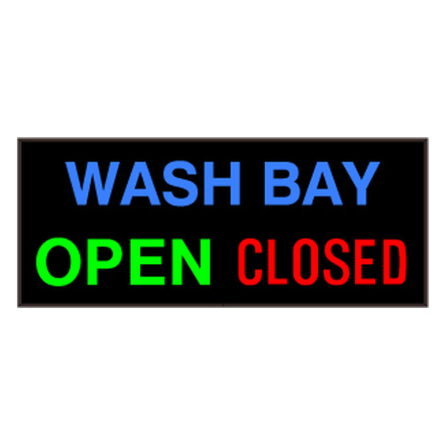 Signal-Tech 42835 PHX1434BGR-L200/120-277VAC "WASH BAY | OPEN | CLOSED" Outdoor Blank-out LED Backlit Sign