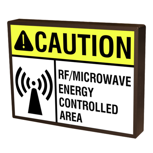 Signal-Tech 43829 SBLF811W-L434YK/120-277VAC "CAUTION RF/MICROWAVE ENERGY CONTROLLED AREA w/Symbol" Indoor LED Backlit Sign