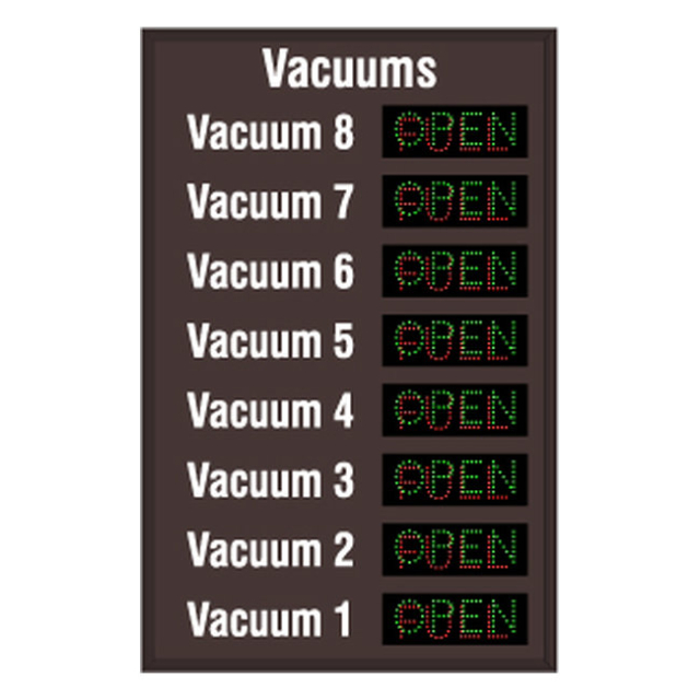 Signal-Tech 47257 LPS7649GR-08-M150/120-277VAC "Vacuums Vacuum 8-1 | OPEN | FULL" LED Panel Sign