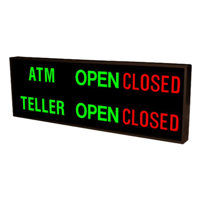 Signal-Tech 47743 PHX1442GGRGGR-300/120-277VAC "ATM | OPEN | CLOSED | TELLER | OPEN | CLOSED" Outdoor Blank-out LED Backlit Sign
