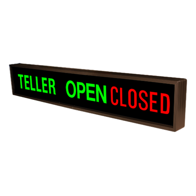 Signal-Tech 47744 PHX742GGR-B715/120-277VAC "TELLER | OPEN | CLOSED" Outdoor Blank-out LED Backlit Sign