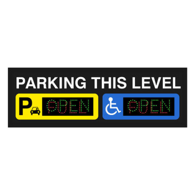 Signal-Tech 47845 LPS2060GRGR-02-M262/12-24VDC "PARKING THIS LEVEL Parking P w/ Car Symbol Handicap Symbol | OPEN | FULL" LED Panel Sign