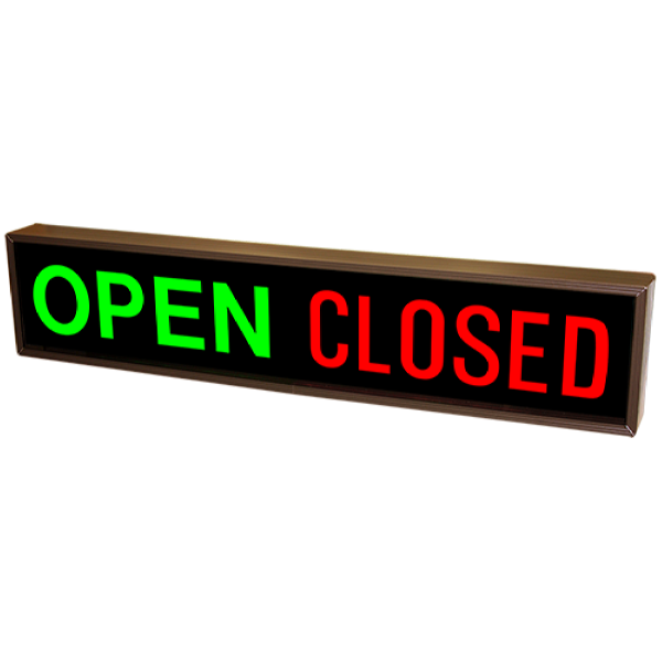 Signal-Tech 47925 PHX734GR-100/12-24VDC "OPEN | CLOSED" Outdoor Blank-out LED Backlit Sign