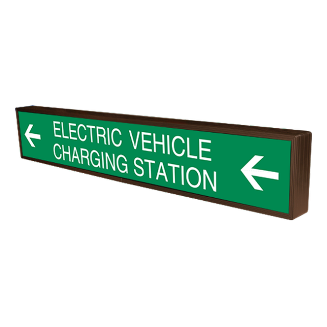 Signal-Tech 48103 SBLF742W-M324G/120-277VAC "ELECTRIC VEHICLE CHARGING STATION w/ Left Arrows" Indoor LED Backlit Sign