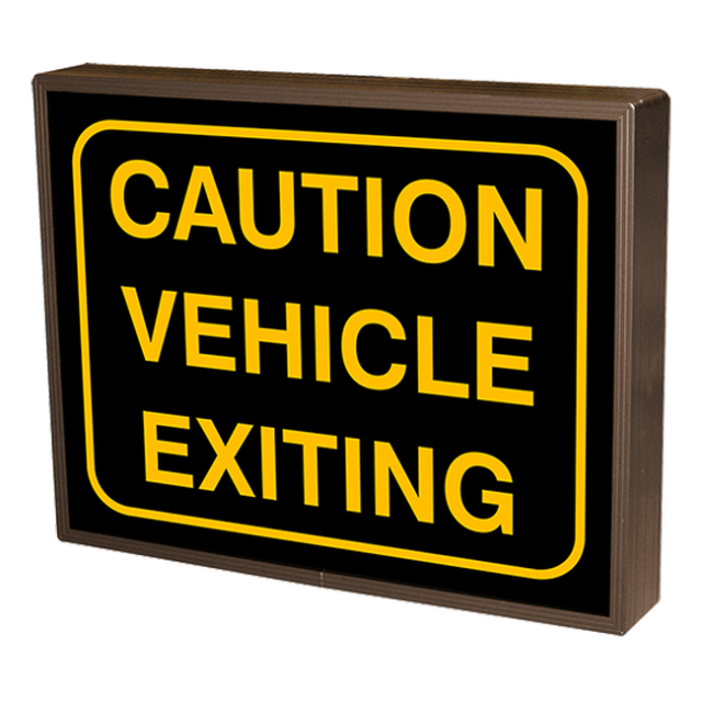 Signal-Tech 50821 PHX1418A-A172/120-277VAC "CAUTION VEHICLE EXITING w/Border" Outdoor Blank-out LED Backlit Sign