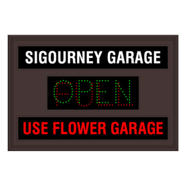 Signal-Tech 51811 LPS3247WGRR-N133/120-277VAC "SIGOURNEY GARAGE | OPEN | FULL | USE FLOWER GARAGE" LED Panel Sign