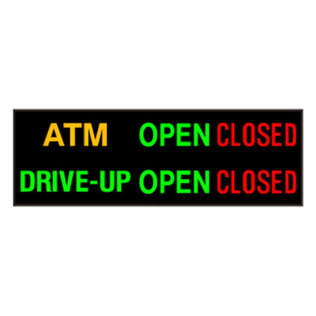 Signal-Tech 55762 PHX1442AGRGGR-528/120-277VAC "ATM | OPEN | CLOSED | DRIVE-UP | OPEN | CLOSED" Outdoor Blank-out LED Backlit Sign