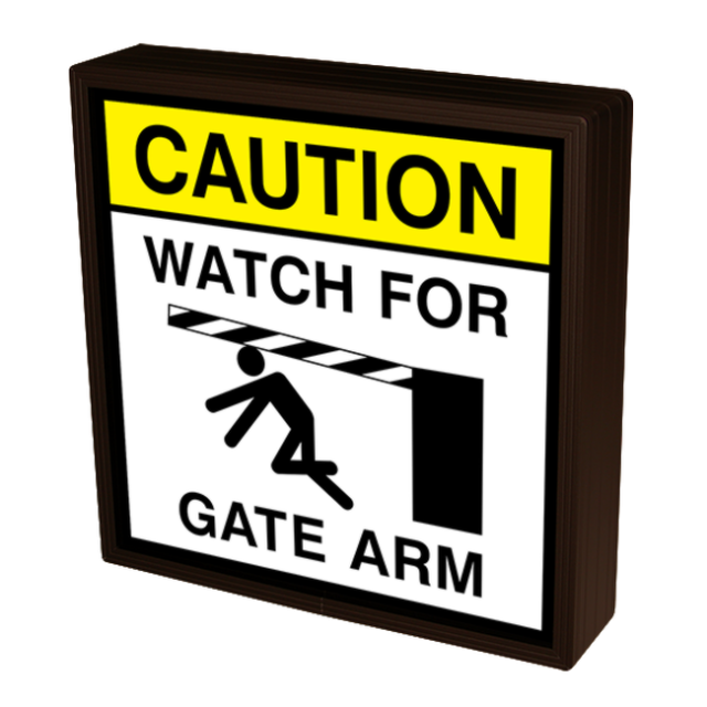 Signal-Tech 57154 PHXF1212W-O521YK/120-277VAC "CAUTION WATCH FOR GATE ARM w/ Gate Hazard Symbol" Outdoor LED Backlit Sign