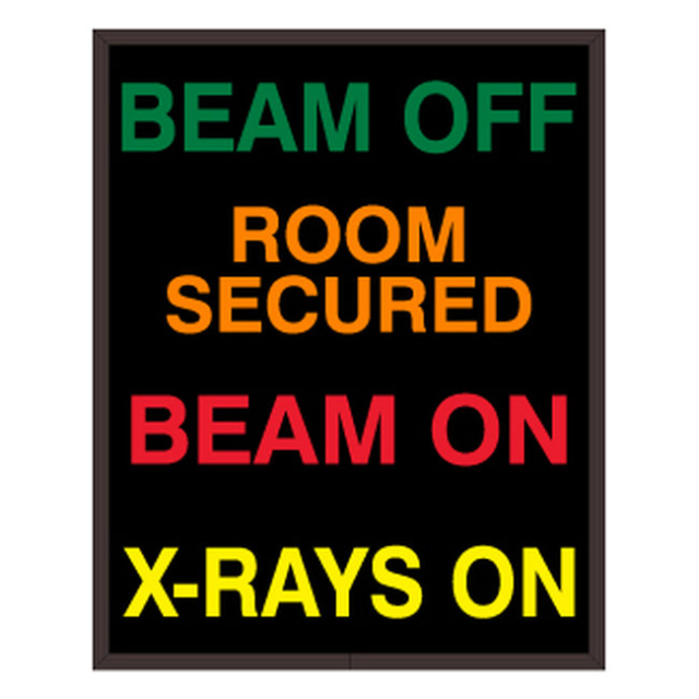 Signal-Tech 57242 SBL2016WWWW-O561GORA/120-277VAC "BEAM OFF | ROOM SECURED | BEAM ON | X-RAYS ON" Indoor Blank-out LED Backlit Sign