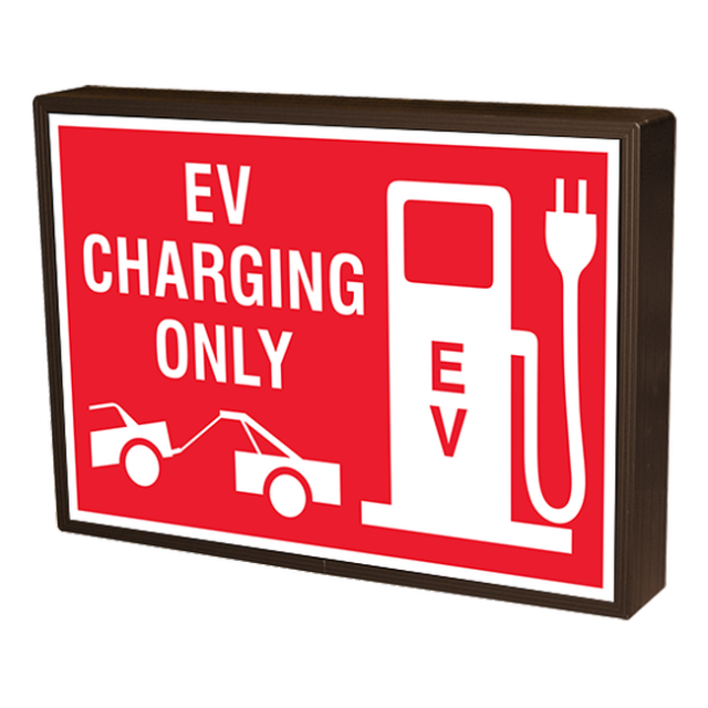 Signal-Tech 58324 PHXF1218W-O878R/120-277VAC "EV CHARGING ONLY w/ Tow symbol and EV Symbol" Outdoor LED Backlit Sign