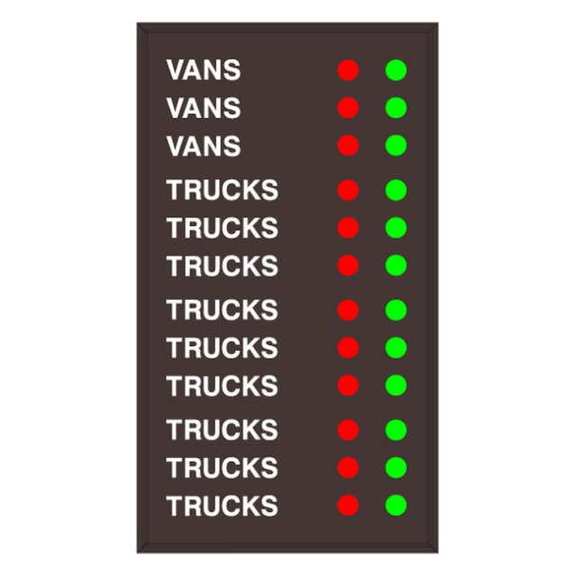 Signal-Tech 58379 LPS7442WGRGRGRWGRGRGRWGRGRGR-O894/120-277VAC "VANS VANS VANS | Red Dot | Green Dot | Red Dot | Green Dot | Red Dot | Green Dot | TRUCKS TRUCKS TUCKS | Red Dot | Green Dot..." LED Panel Sign