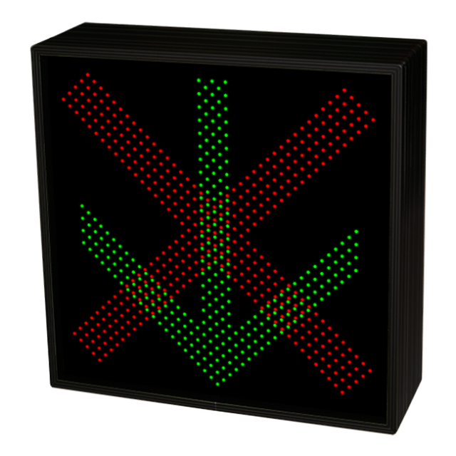 Signal-Tech 58825 STR3030RG-175/120-277VAC "X | Down Arrow" Traffic-Grade LED Blank-Out Sign