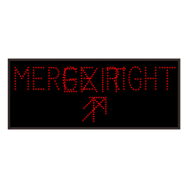 Signal-Tech 59327 TCL1434RR-P147/120-277VAC "MERGE RIGHT w/ Up Right Arrow | EXIT w/ Up Arrow" Outdoor Blank-out LED Direct-view Sign