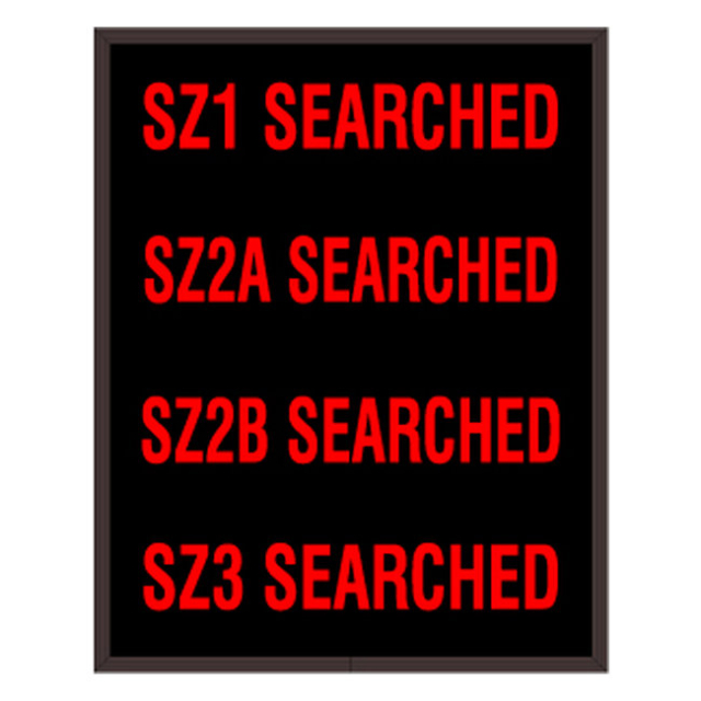 Signal-Tech 62782 SBL2016RRRR-K590/120-277VAC "SZ1 SEARCHED | SZ2A SEARCHED | SZ2B SEARCHED | SZ3 SEARCHED" Indoor Blank-out LED Backlit Sign