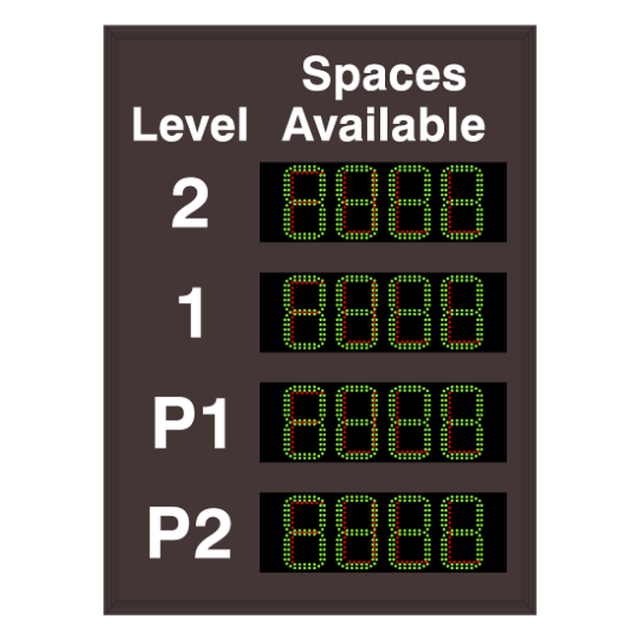 Signal-Tech 64684 S-SA6044GR-04-Q697/120-277VAC "Smart Sign Spaces Available Level 2-1 P1-P2 | 4-Digit Seven Segment w/ FULL" Space Available Sign