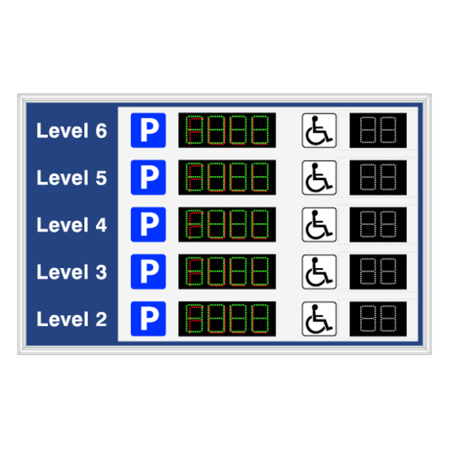 Signal-Tech 64716 S-SA4673GRW-Q704/120-277VAC "Smart Sign Level 6-2 Parking P ADA Symbol | 4-Digit Seven Segment w/ FULL | 2-Digit Seven Segment" Space Available Sign