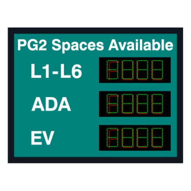 Signal-Tech 66471 SA32.542GR-03-S196/120-277VAC "PG2 Spaces Available L1-L6 ADA EV | 4-Digit Seven Segment w/ FULL" Space Available Sign