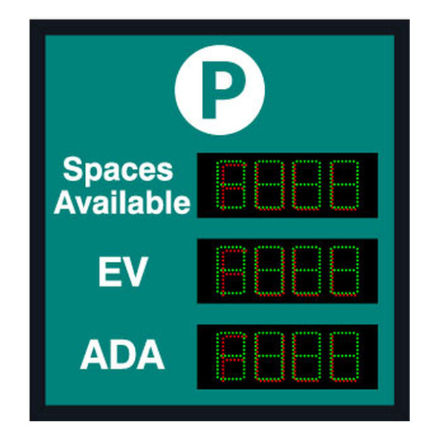 Signal-Tech 66862 SA3836GR-03-S233/120-277VAC "Parking P Spaces Available EV ADA | 4-Digit Seven Segment w/ FULL" Space Available Sign