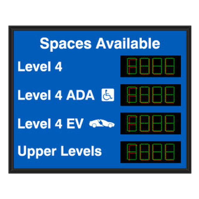 Signal-Tech 66870 SA4252GR-04-S278/120-277VAC "Spaces Available Level 4 Level 4 ADA w/ Handicap Symbol Level 4 EV w/ EV Symbol Upper Levels | 4-Digit Seven Segment" Space Available Sign