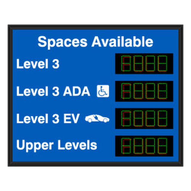 Signal-Tech 66871 SA4252GR-04-S279/120-277VAC "Spaces Available Level 3 Level 3 ADA w/ Handicap Symbol Level 3 EV w/ EV Symbol Upper Levels | 4-Digit Seven Segment" Space Available Sign