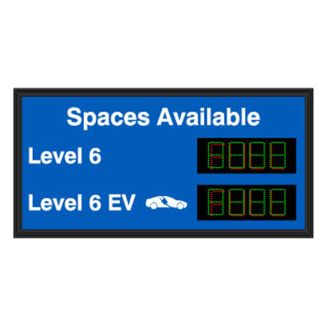 Signal-Tech 66873 SA2652GR-02-S282/120-277VAC "Spaces Available Level 6 Level 6 EV w/ EV Symbol | 4-Digit Seven Segment w/ FULL" Space Available Sign