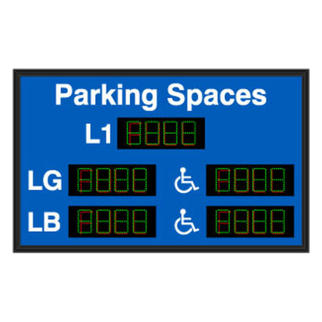Signal-Tech 67520 SA3658GR-05-S512/120-277VAC "Parking Spaces L1 LG LB Handicap Symbols | 4-digit Seven Segment Display" Space Available Sign