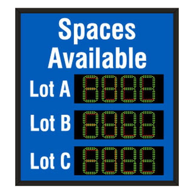 Signal-Tech 67814 SA5046GR-03-S569/120-277VAC "Spaces Available Lot A Lot B Lot C | 4-digit Seven Segment Display w/ FULL" Space Available Sign
