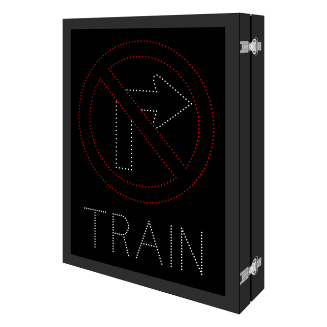 Signal-Tech 68321 DOT5341RWW-D602/100-240VAC R3-1 No Right Turn Symbol w/ TRAIN DOT LED Blank-Out Sign