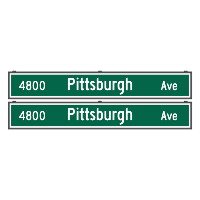 Signal-Tech 70406 SNS18120DWW-S522G/100-277VAC "4900 Pittsburgh Ave | 4800 Pittsburgh Ave" Street Name Signs