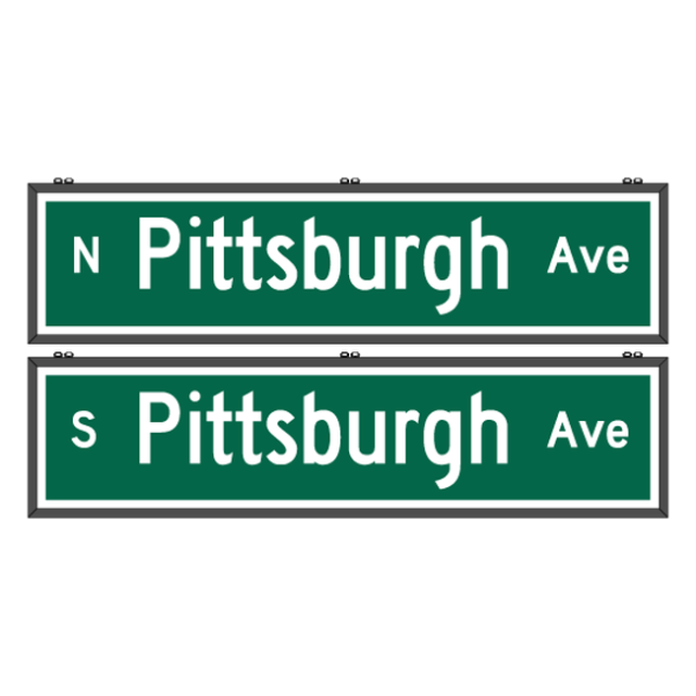 Signal-Tech 70413 SNS1872DWW-S508G/100-277VAC "N Pittsburgh Ave | S Pittsburgh Ave" Street Name Signs